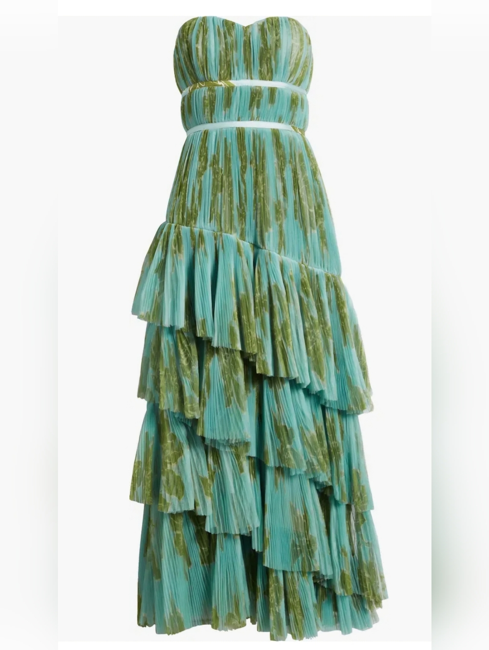 Hutch Strapless Tiered Tulle Gown Size 10 NWT Green Formal Dress